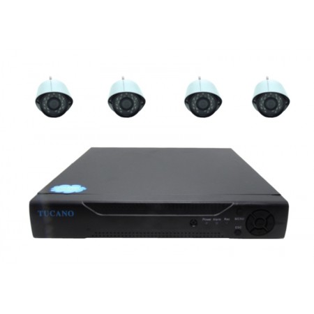 KIT DVR TUCANO 8 CANALES/ 4 CAMARAS/ FULL HD/ KO4-1200TVL/ WIFI - NEGRO