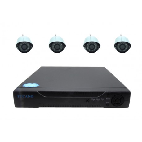 KIT DVR TUCANO 8 CANALES/ 4 CAMARAS/ FULL HD/ KO4-1200TVL/ WIFI - NEGRO