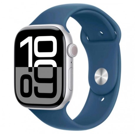 Apple Watch Series 10 MWWL3LW/A Caixa Alumínio 46mm Prata - Esportiva Azul S/M