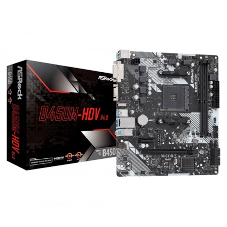 Placa Madre Asrock B450M-HDV R4.0 DDR4 Socket AM4 Chipset AMD Promontório B450 Micro ATX