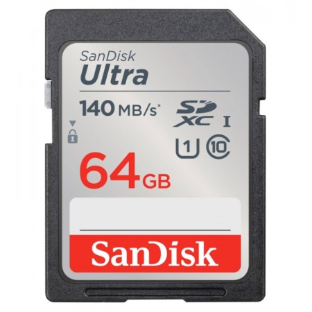 Tarjeta de Memória SD Sandisk Ultra 64GB 140MBS C10 - SDSDUNB-064G-GN6IN