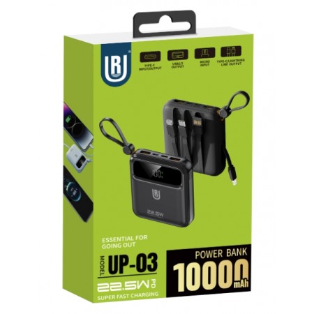 Cargador Portatil UR 10000mAh Power Bank Model UP-03 - Negro