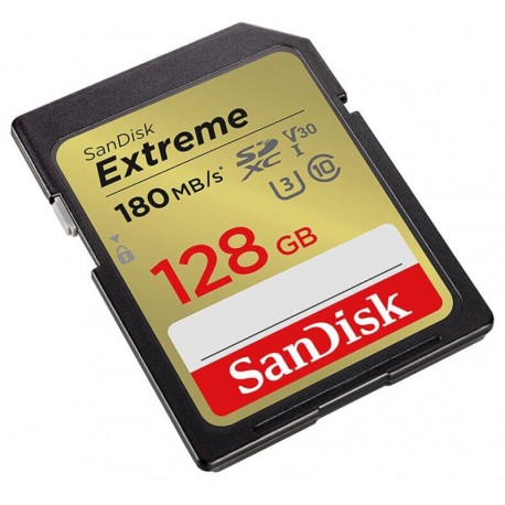 Tarjeta de Memória Sandisk Extreme 128GB / U3 / 180MBs - (SDSDXVA-128G-GNCIN)