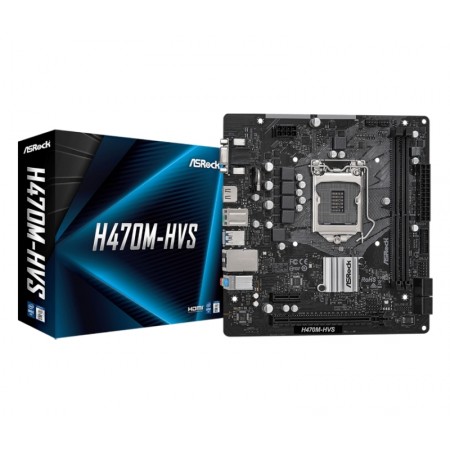 Placa Mãe ASRock H470M-HVS/ Socket LGA 1200/ VGA/ Chipset Intel H470/ Micro ATX/ DDR4