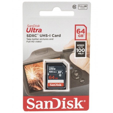 Cartão de Memória Sandisk SDXC Ultra SD / C10 / 64GB / 100MBS - (SDSDUNR-064G-GN3IN)