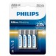 Pila Philips AAA Ultra Alkalina con 4 - (LR03E4B/97)