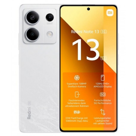 Celular Xiaomi Redmi Note 13 5G /256GB /8GB RAM /Dual SIM /6.67 /Cam 108MP- Blanco(Global)