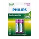 Pila Philips Recargable AA 2500-mAh - Con 2 unidades (R6B2RTU25/97)