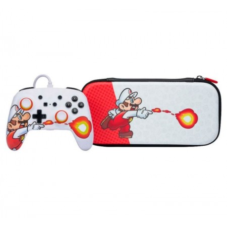 Controle PowerA Wired Super Mario Fireball para Nintendo Switch + Case - PWA-A-02251