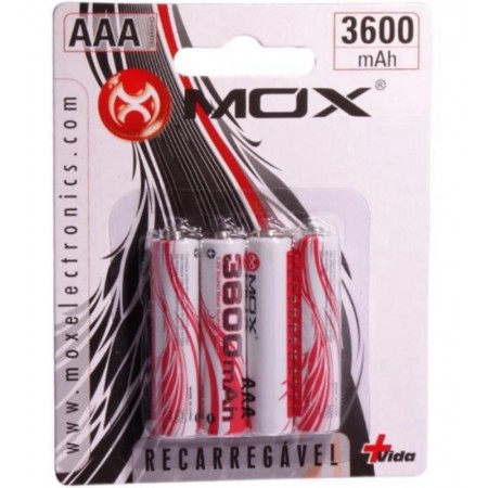 Pilha Recarregável Mox AAA 3600mah com 4 unidades