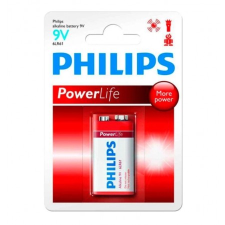 Bateria Philips Power Life Alcalina 9v 6LR-61P1B/97